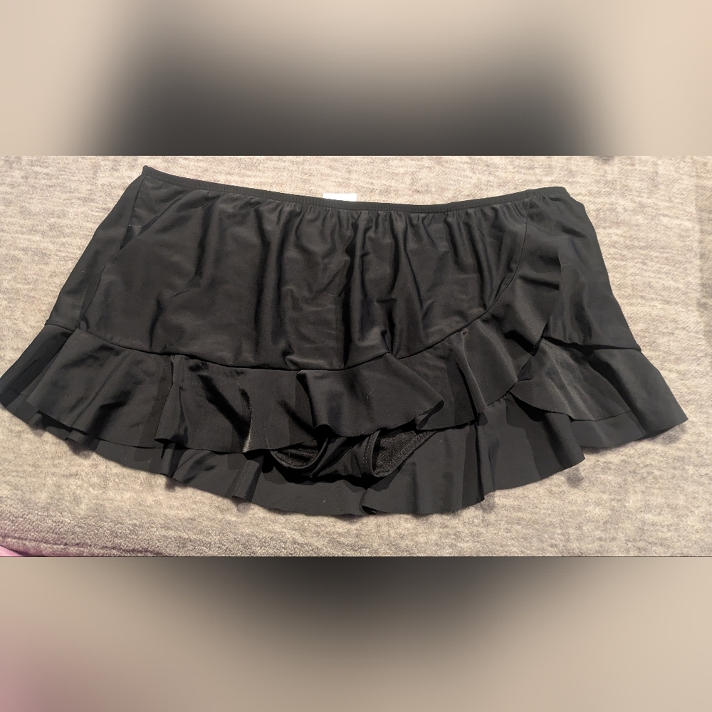 Black Ruffled Swim Skirt